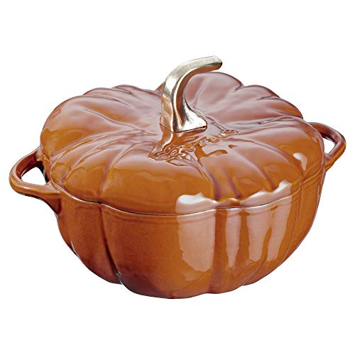 Staub Cast Iron Pumpkin Cocotte, Dutch Oven, 3.5-quart, serves 3-4, Made in France, Burnt Orange