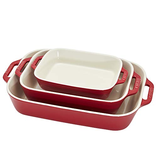 Staub 3-Pc Ceramic Baking Dish Set, Oven Safe Up To 570°F, Red