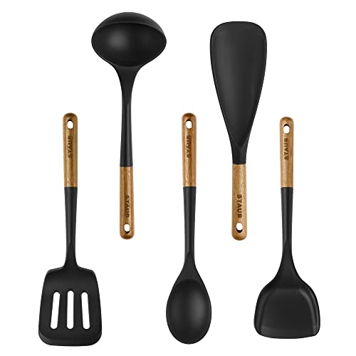 Staub 5-Pc Cooking Utensil Set, Non-Stick Silicone, Black