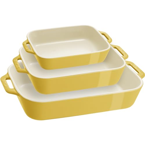 Staub 3-Pc Ceramic Baking Dish Set, Oven Safe Up To 570°F, Yellow